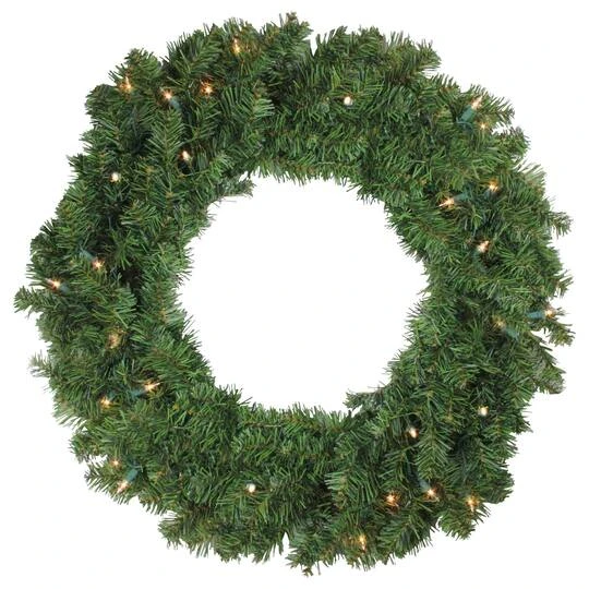 Northlight 24" Pre-Lit Canadian Pine Artificial Wreath, Clear Lights 1 Northlight 24" Pre-Lit Canadian Pine Artificial Wreath, Clear Lights