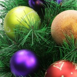 Northlight 24" Pre-Decorated Multicolor Ball Ornament Long Needle Pine Artificial Christmas Wreath, Unlit -Northlight Sale Store 28529 31453567 1