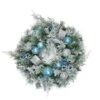 Northlight 24" Blue & Silver Sequin Ornaments Artificial Flocked Pine Wreath