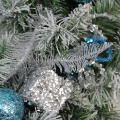 Northlight 24" Blue & Silver Sequin Ornaments Artificial Flocked Pine Wreath -Northlight Sale Store 28529 32275665 2