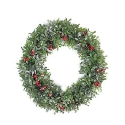 Northlight 20" Boxwood Berries & Pine Cones Artificial Wreath, Unlit