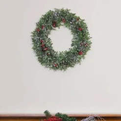 Northlight 20" Boxwood Berries & Pine Cones Artificial Wreath, Unlit -Northlight Sale Store 28529 32275671 3
