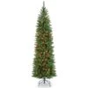 7.5 Ft. Pre-lit Kingswood Fir Pencil Artificial Christmas Tree, Multicolor Lights