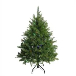 4' Pre-Lit Northern Pine Full Artificial Christmas Tree - Multi-Color Lights