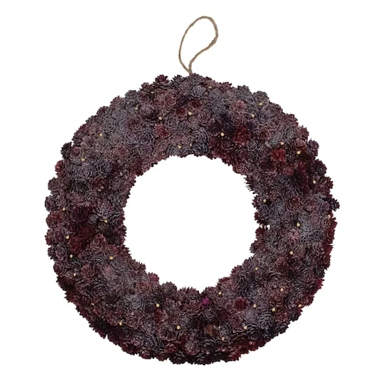 Northlight 18" Wine Burgundy Glitter Pine Cone Artificial Christmas Wreath, Unlit 3 Northlight 18" Wine Burgundy Glitter Pine Cone Artificial Christmas Wreath, Unlit - Image 3