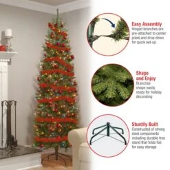 7.5 Ft. Pre-lit Kingswood Fir Pencil Artificial Christmas Tree, Multicolor Lights -Northlight Sale Store D040023S 16