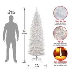 7 Ft. Pre-lit White Kingswood Fir Pencil Artificial Christmas Tree, Clear Lights -Northlight Sale Store D040127S 15