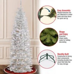 7 Ft. Pre-lit White Kingswood Fir Pencil Artificial Christmas Tree, Clear Lights -Northlight Sale Store D040127S 16