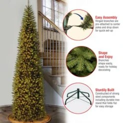 9 Ft. Pre-Lit Kingswood™ Fir Pencil Artificial Christmas Tree, Clear Lights 13 9 Ft. Pre-Lit Kingswood™ Fir Pencil Artificial Christmas Tree, Clear Lights -Northlight Sale Store D048092S 16