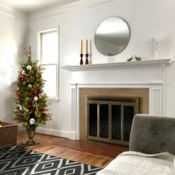 4ft. Pre-Lit Frosted Pine Berry Artificial Entrance Christmas Tree, Clear Lights -Northlight Sale Store D205069S 12