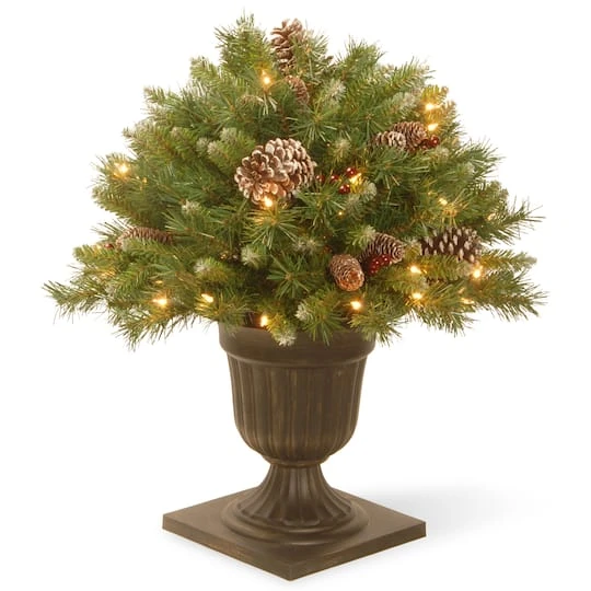 24" Pre-Lit Frosted Berry Artificial Christmas Porch Bush, Clear Lights 2 24" Pre-Lit Frosted Berry Artificial Christmas Porch Bush, Clear Lights - Image 2