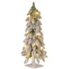 2ft. Pre-Lit Snowy Downswept Forestree With Metal Plate, Clear Lights