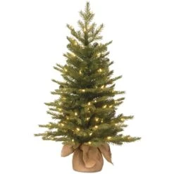 3ft. Pre-Lit Feel Real® Nordic Spruce Artificial Christmas Tree In Burlap Base, Clear Lights