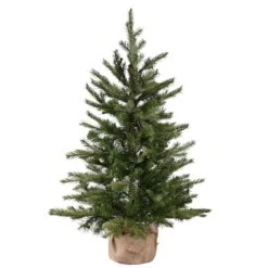 3ft. Pre-Lit Feel Real® Nordic Spruce Artificial Christmas Tree In Burlap Base, Clear Lights -Northlight Sale Store D206340S 16