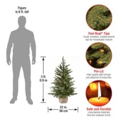 3ft. Pre-Lit Feel Real® Nordic Spruce Artificial Christmas Tree In Burlap Base, Clear Lights -Northlight Sale Store D206340S 17