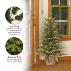 3ft. Pre-Lit Feel Real® Nordic Spruce Artificial Christmas Tree In Burlap Base, Clear Lights -Northlight Sale Store D206340S 18