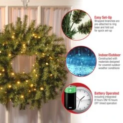 24" Norwood Fir Wreath With Warm White LED Lights -Northlight Sale Store D206562S 16