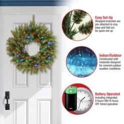 24" Norwood Fir Wreath With Multicolored LED Lights -Northlight Sale Store D206563S 15