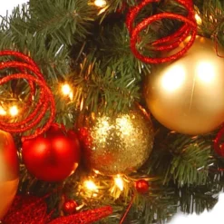 36" Decorative Collection Cozy Christmas Wreath With Red & Clear Lights -Northlight Sale Store D206568S 3