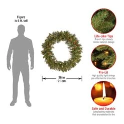 36" Crestwood Spruce Wreath With Silver Bristle, Cones, Red Berries & Glitter With 200ct. Clear Lights -Northlight Sale Store D206591S 4