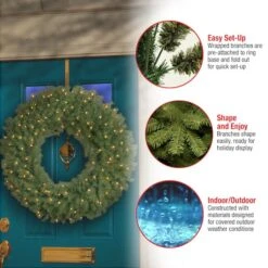 36" Norwood Fir Wreath With 100ct. Clear Lights 11 36" Norwood Fir Wreath With 100ct. Clear Lights -Northlight Sale Store D206593S 15