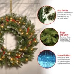 30" Frosted Berry Wreath With 100ct. Clear Lights -Northlight Sale Store D206605S 15