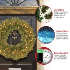 30" Norwood Fir Wreath With 100ct. Warm White Battery Operated LED Lights -Northlight Sale Store D206617S 15