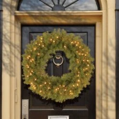 30" Norwood Fir Wreath With 100ct. Warm White Battery Operated LED Lights -Northlight Sale Store D206617S 2