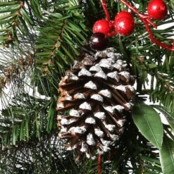 30" Frosted Pine Berry Collection Wreaths With Big White Edged Pine Cones, Red Berries, Silver Glittered Eucalyptus Leaves & Warm White LED Lights -Northlight Sale Store D206623S 13