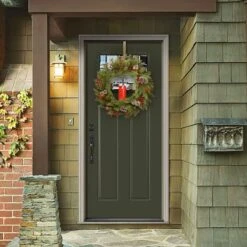 24" Feel Real® Bristle Berry Wreath With Red Electronic Candle, Red Berries & Cones 8 24" Feel Real® Bristle Berry Wreath With Red Electronic Candle, Red Berries & Cones -Northlight Sale Store D206627S 2