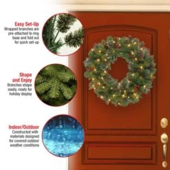 30" Crestwood® Spruce Wreath With Pine Cones, Red Berries, Glitter & Clear Lights -Northlight Sale Store D206635S 15