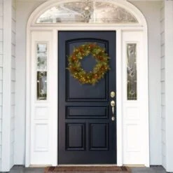 24" Feel Real® Classical Collection Wreath With Red Berries, Cedar Leaves & Warm White LED Lights 8 24" Feel Real® Classical Collection Wreath With Red Berries, Cedar Leaves & Warm White LED Lights -Northlight Sale Store D206637S 2