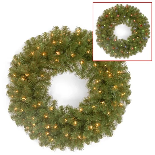 24" North Valley® Spruce Wreath With Dual Color LED Lights 1 24" North Valley® Spruce Wreath With Dual Color LED Lights