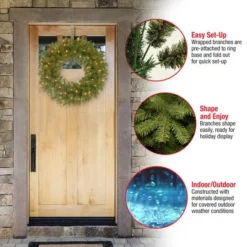 24" North Valley® Spruce Wreath With Dual Color LED Lights 11 24" North Valley® Spruce Wreath With Dual Color LED Lights -Northlight Sale Store D206654S 15