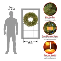 24" North Valley® Spruce Wreath With Dual Color LED Lights 10 24" North Valley® Spruce Wreath With Dual Color LED Lights -Northlight Sale Store D206654S 4