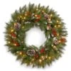 24" Frosted Berry Wreath With Clear Lights