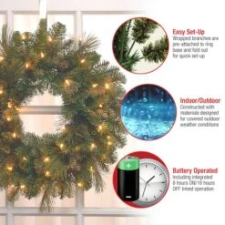 24" Carolina Pine Wreath With Warm White LED Lights 11 24" Carolina Pine Wreath With Warm White LED Lights -Northlight Sale Store D206662S 15