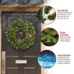 24" Frosted Berry Wreath -Northlight Sale Store D206670S 15