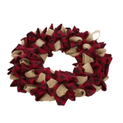 Glitzhome® 19" Christmas Plaid Fabric Wreath -Northlight Sale Store D210703S 2