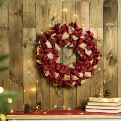 Glitzhome® 19" Christmas Plaid Fabric Wreath -Northlight Sale Store D210703S 6