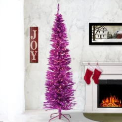 6ft. Pre-Lit Pink Tinsel Artificial Christmas Tree -Northlight Sale Store D228573S 2