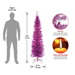 6ft. Pre-Lit Pink Tinsel Artificial Christmas Tree -Northlight Sale Store D228573S 4