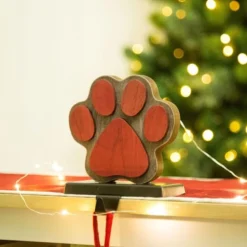 Glitzhome® 6.3" Red & Brown Paw Stocking Holder 8 Glitzhome® 6.3" Red & Brown Paw Stocking Holder -Northlight Sale Store D231673S 2