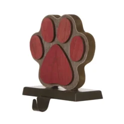 Glitzhome® 6.3" Red & Brown Paw Stocking Holder 9 Glitzhome® 6.3" Red & Brown Paw Stocking Holder -Northlight Sale Store D231673S 3