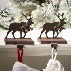 Glitzhome® 6.5" Reindeer Stocking Holder Set -Northlight Sale Store D231695S 2