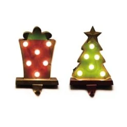 Glitzhome® LED Tree & Gift Box Stocking Holder Set -Northlight Sale Store D231701S 1 1