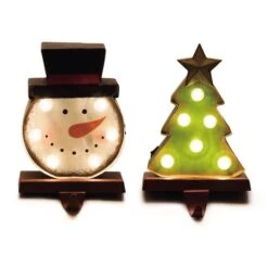 Glitzhome® LED Snowman Head & Tree Stocking Holder Set -Northlight Sale Store D231704S 1 1