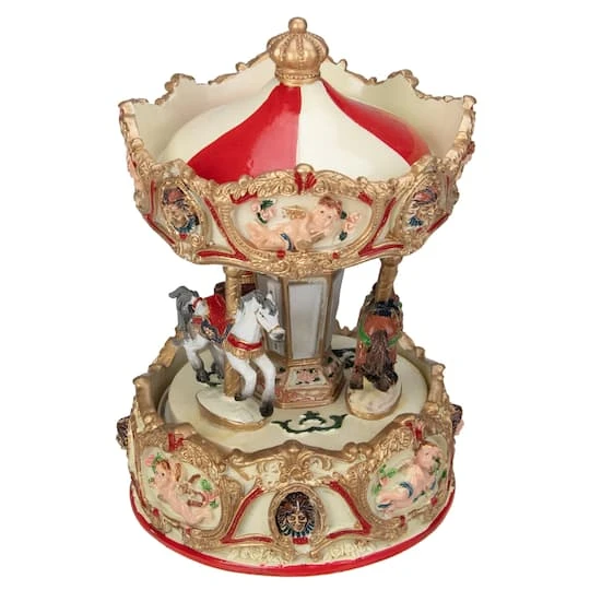 Northlight 6.5" Ivory & Gold Animated Musical Clown & Cupid Carousel Tabletop Decoration 1 Northlight 6.5" Ivory & Gold Animated Musical Clown & Cupid Carousel Tabletop Decoration