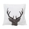 Northlight White & Brown Reindeer Throw Pillow Cover
