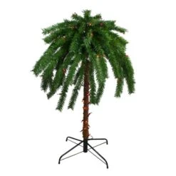 Northlight 4ft. Pre-Lit Artificial Tropical Outdoor Palm Christmas Tree, Multicolor Lights